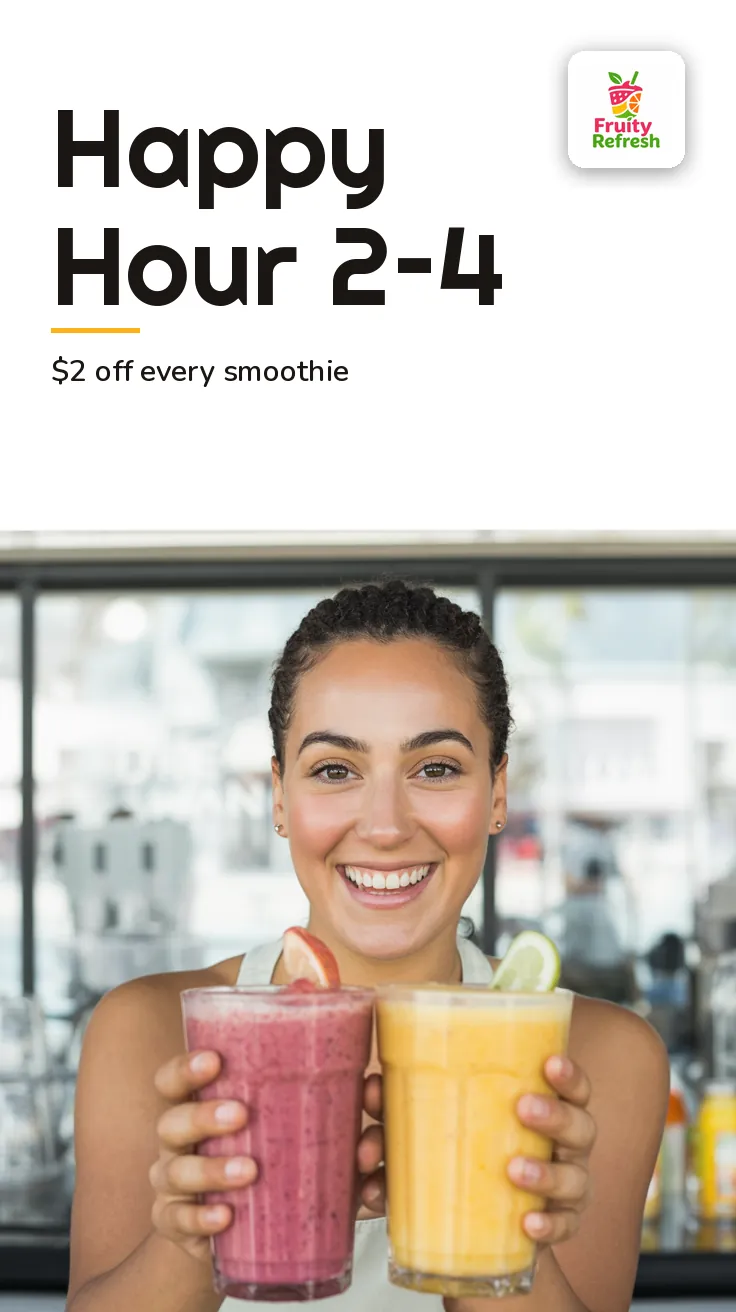 Fruity Refresh — Story (tall): HAPPY HOUR 2–4