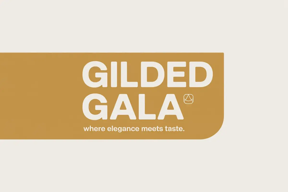 Gilded Gala business card front, AI-made