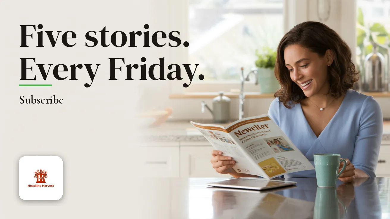 Headline Harvest — Website banner: Five stories. Every Friday.