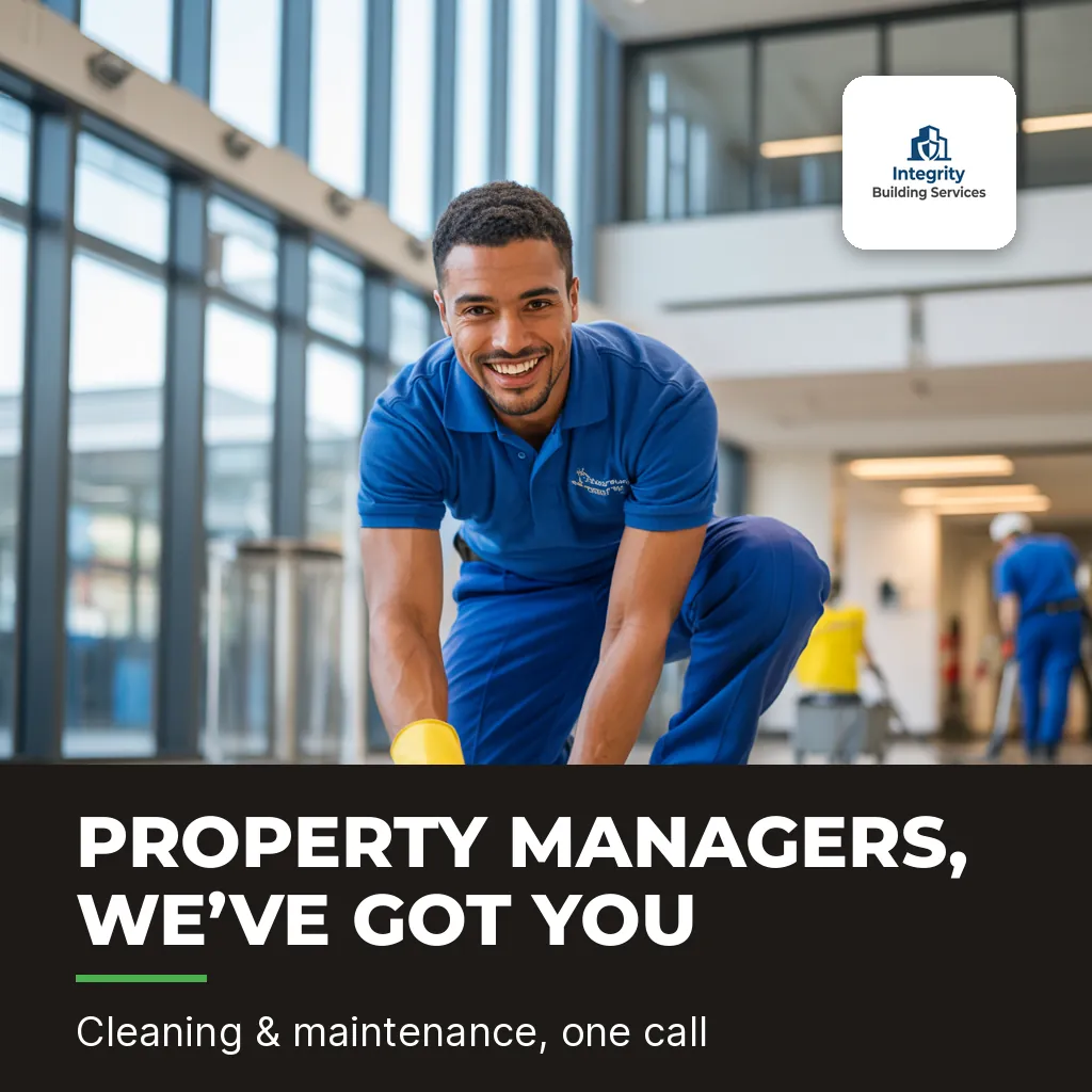 Integrity Building Services square social post, AI-made