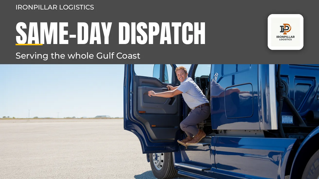IronPillar Logistics — Website banner: SAME-DAY DISPATCH