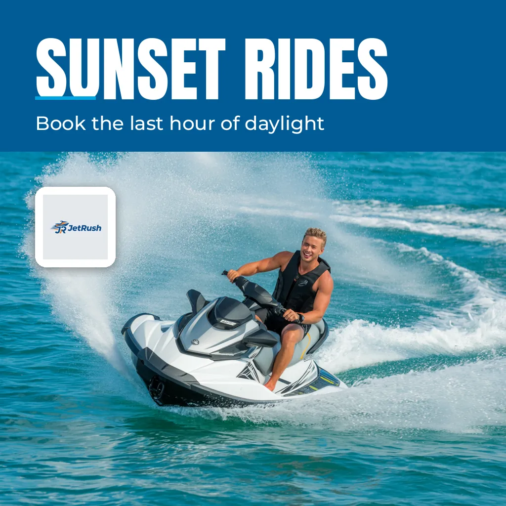 JetRush — Social media post: SUNSET RIDES
