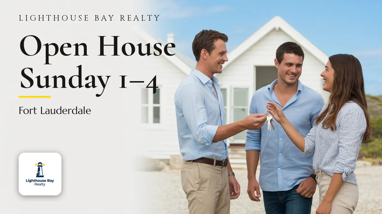 Lighthouse Bay Realty — Website banner: OPEN HOUSE SUNDAY 1–4