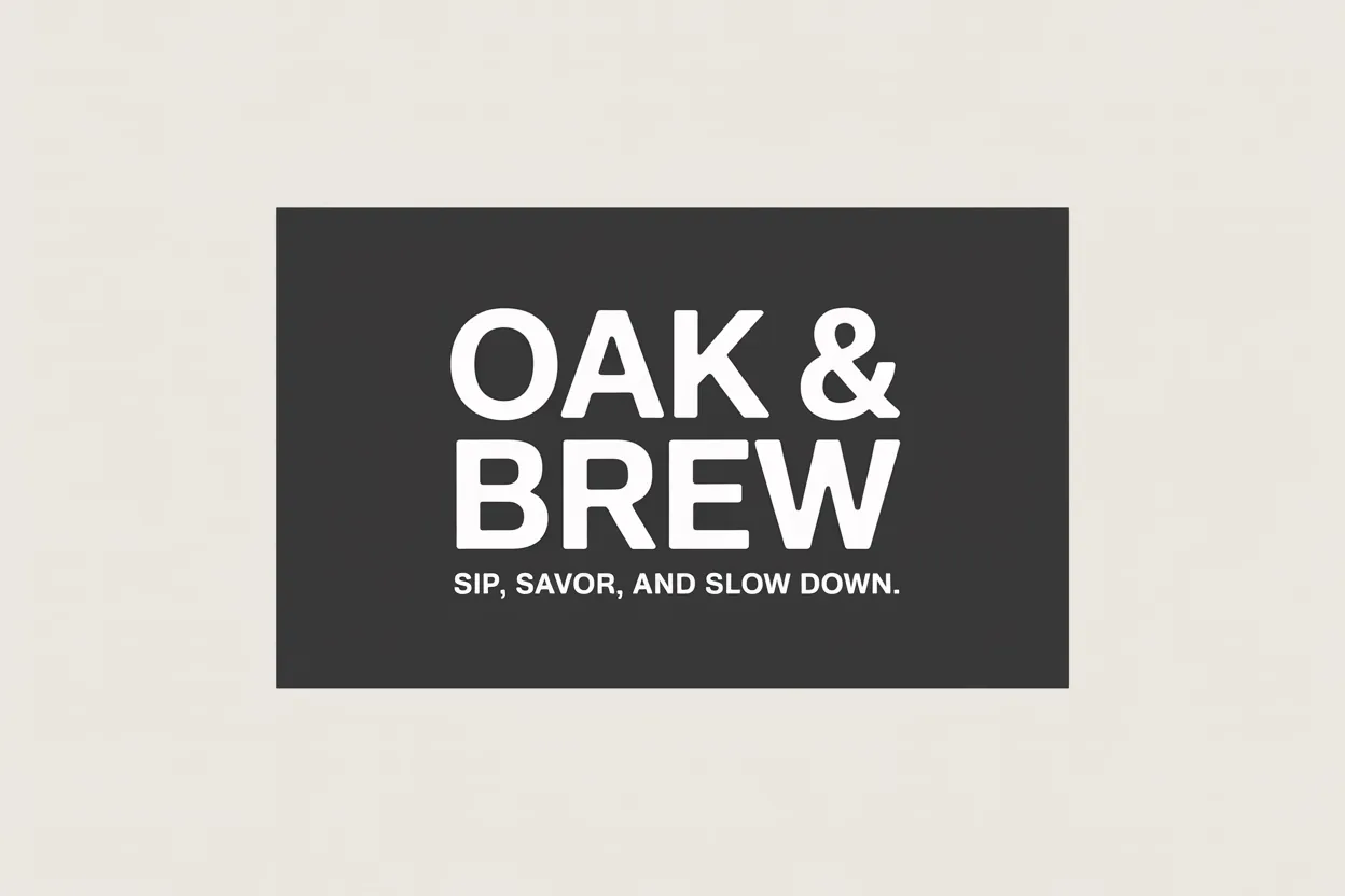 Oak & Brew — Frente de la tarjeta de presentación: Oak & Brew