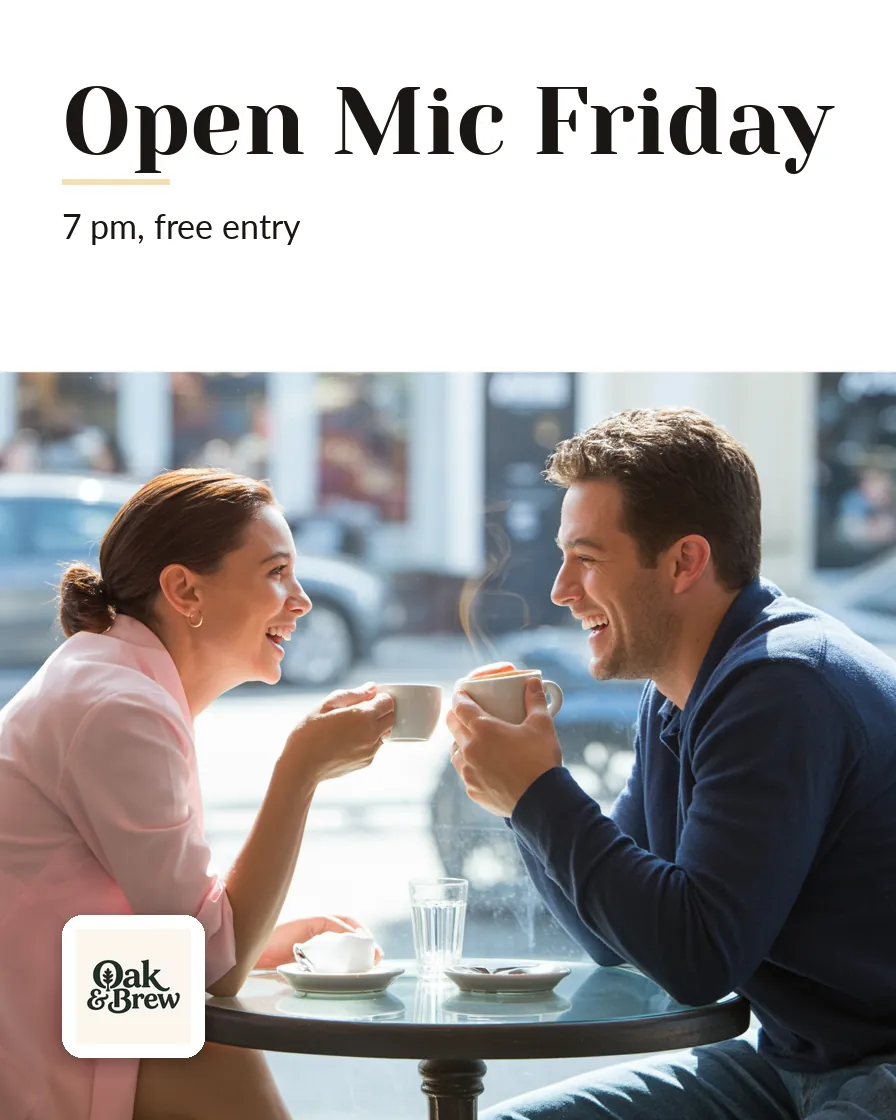 Oak & Brew — Poster: OPEN MIC FRIDAY