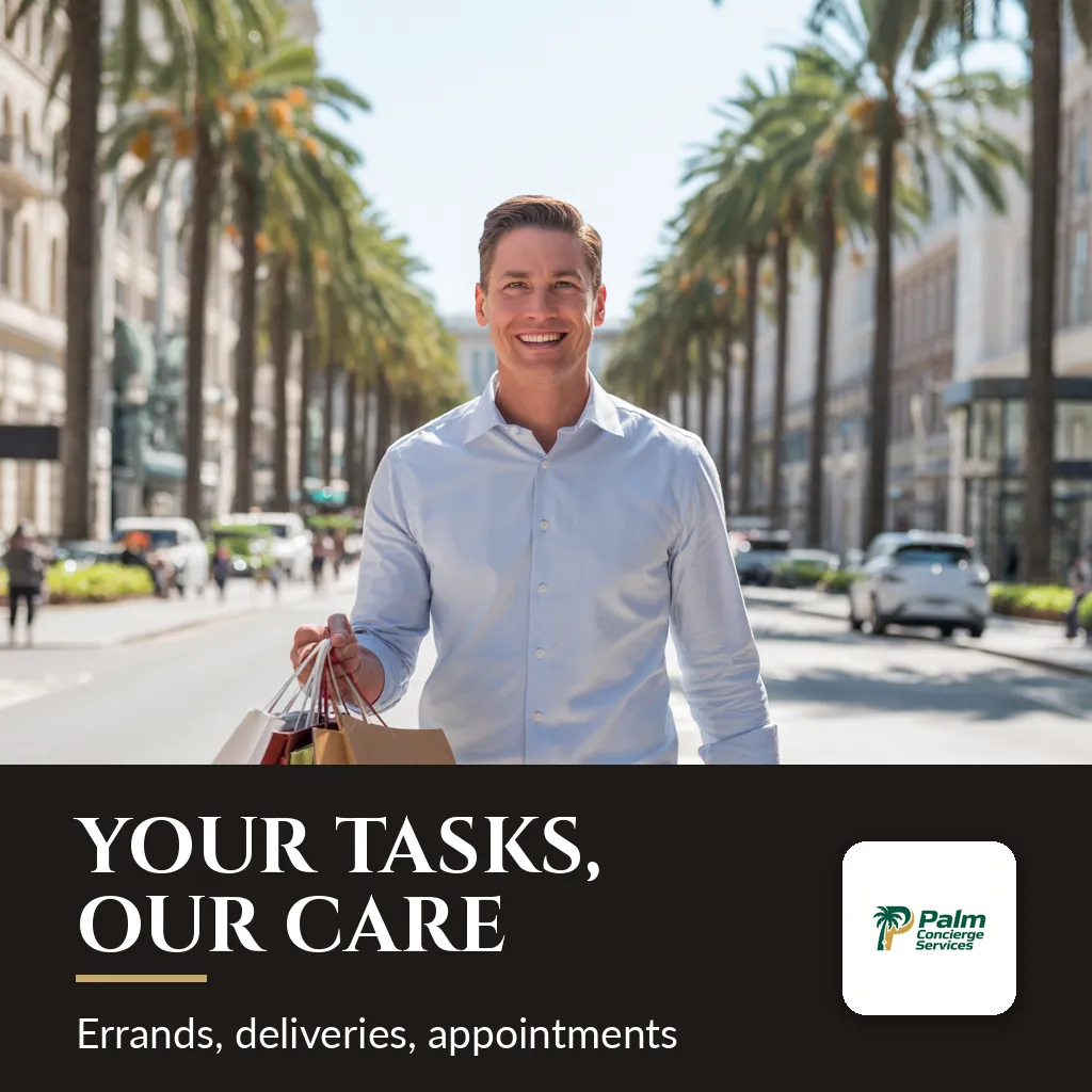Palm Concierge Services — Social media post: YOUR TASKS, OUR CARE