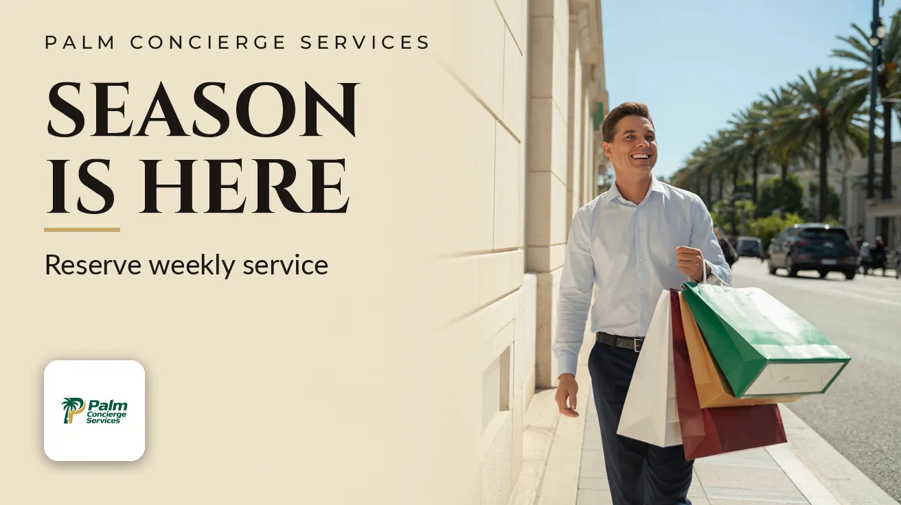 Palm Concierge Services — Website banner: SEASON IS HERE