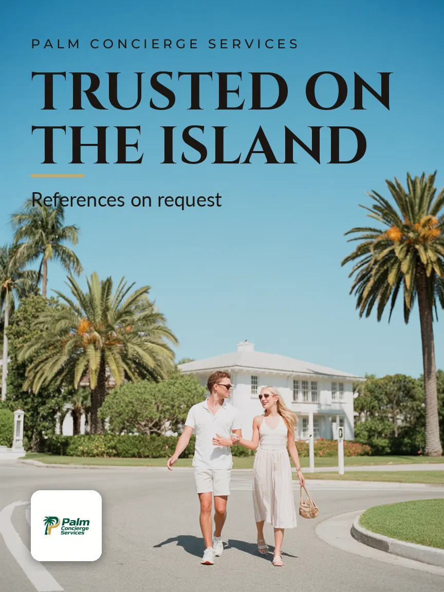 Palm Concierge Services — Printed flyer: TRUSTED ON THE ISLAND