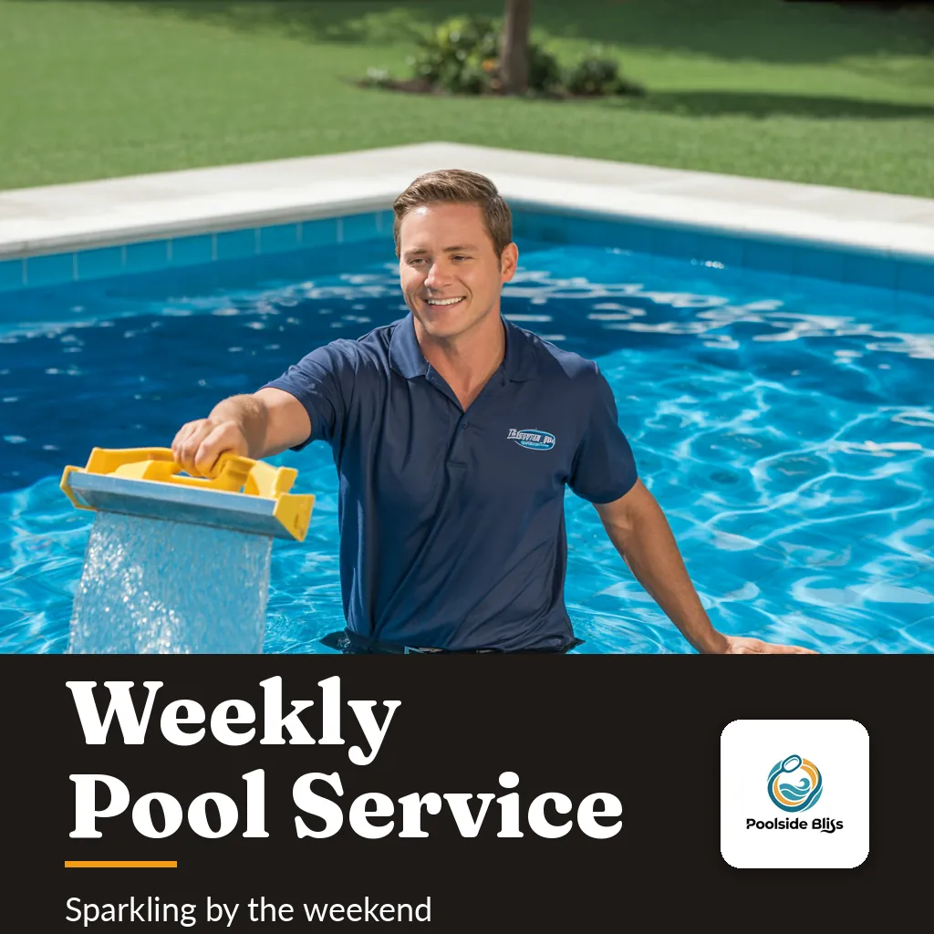 Poolside Bliss — Social media post: WEEKLY POOL SERVICE