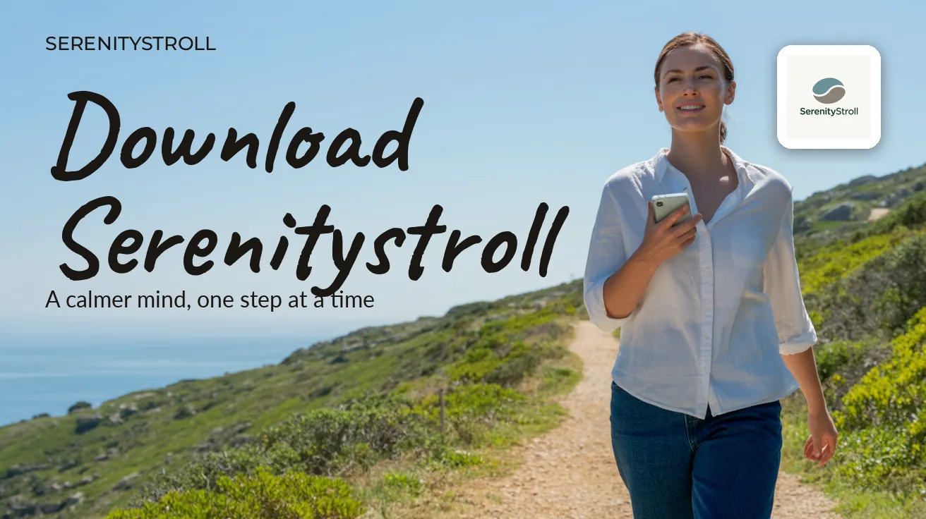 SerenityStroll — Website banner: DOWNLOAD SERENITYSTROLL