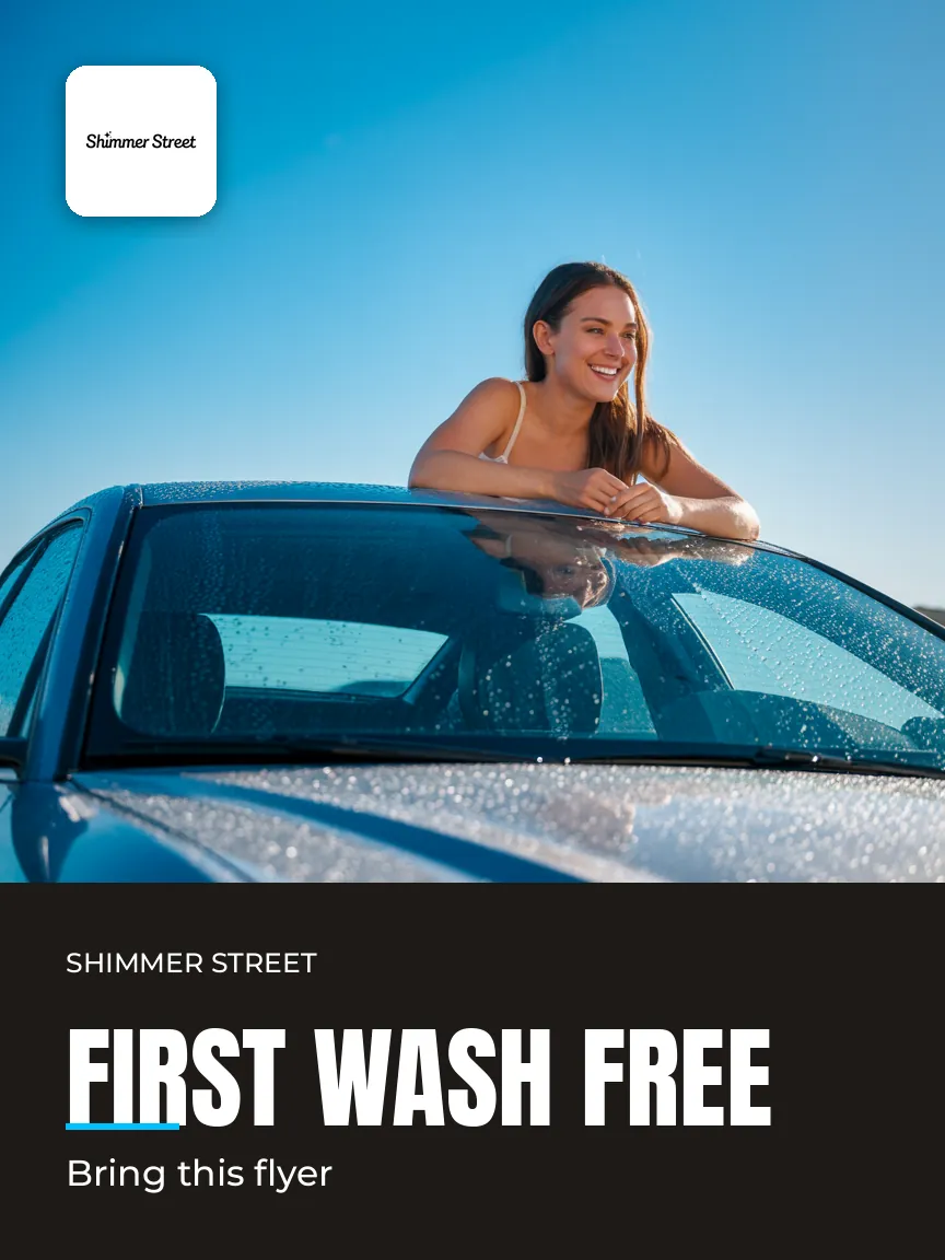Shimmer Street — Printed flyer: FIRST WASH FREE