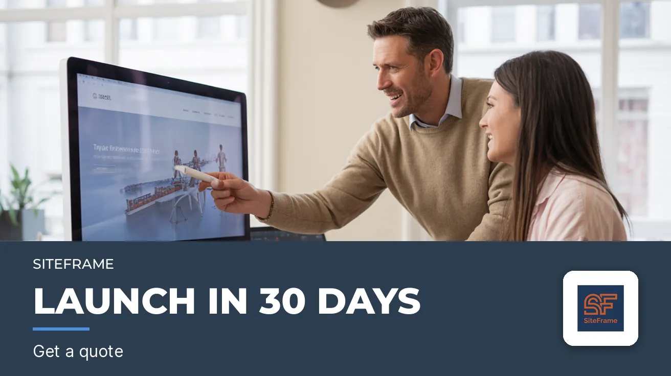 SiteFrame — Website banner: LAUNCH IN 30 DAYS