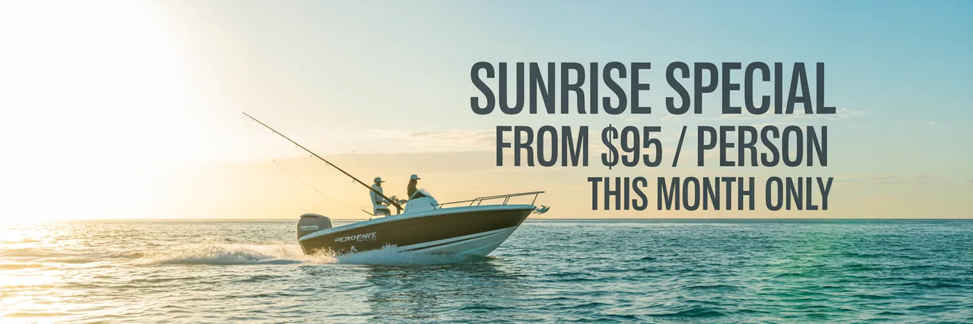 Sunrise Tides Charters — Website banner: SUNRISE SPECIAL