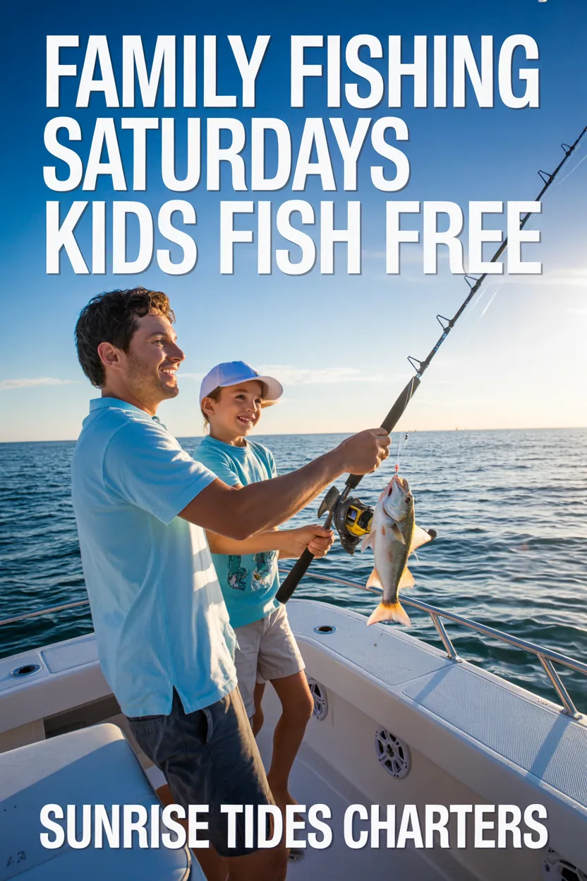 Sunrise Tides Charters — Printed flyer: FAMILY FISHING SATURDAYS