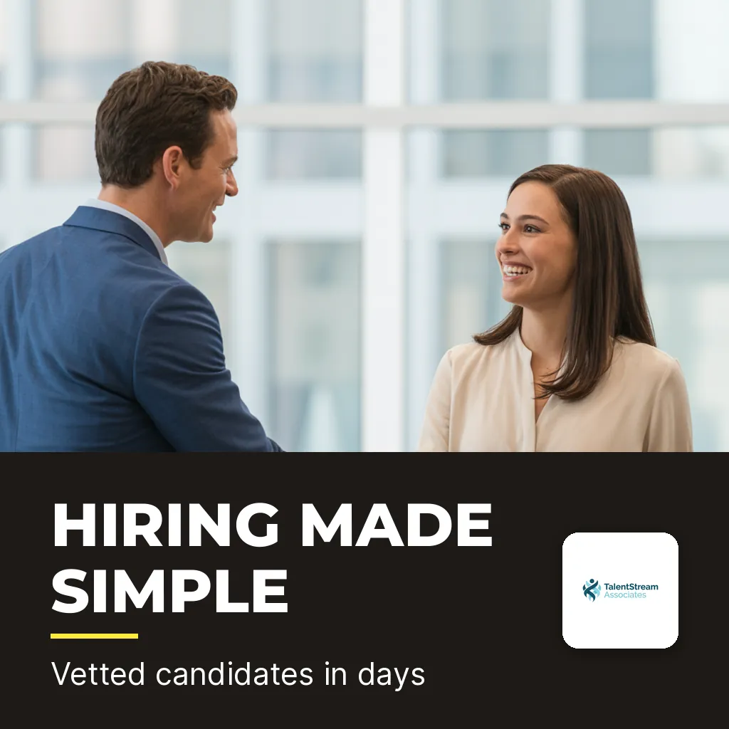 TalentStream Associates square social post, AI-made