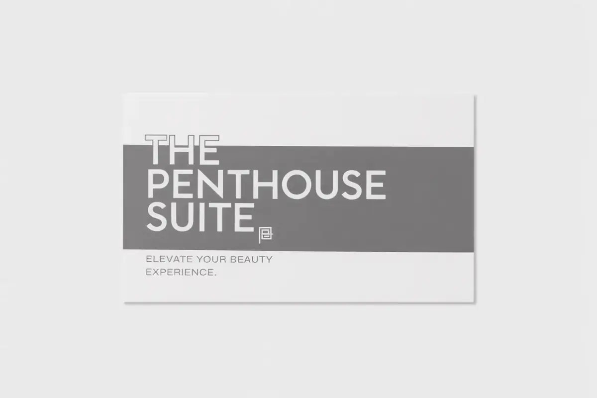 The Penthouse Suite business card front, AI-made