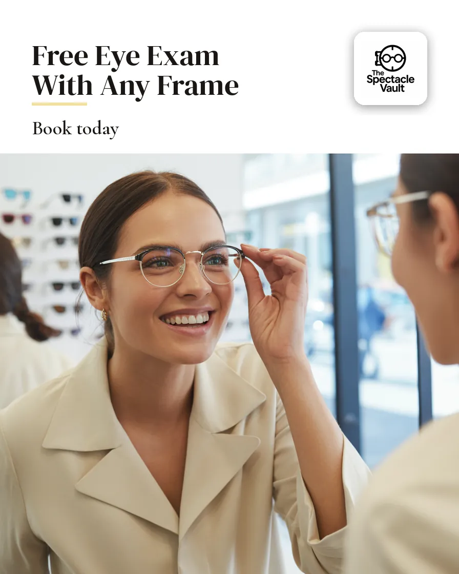 The Spectacle Vault — Poster: FREE EYE EXAM WITH ANY FRAME