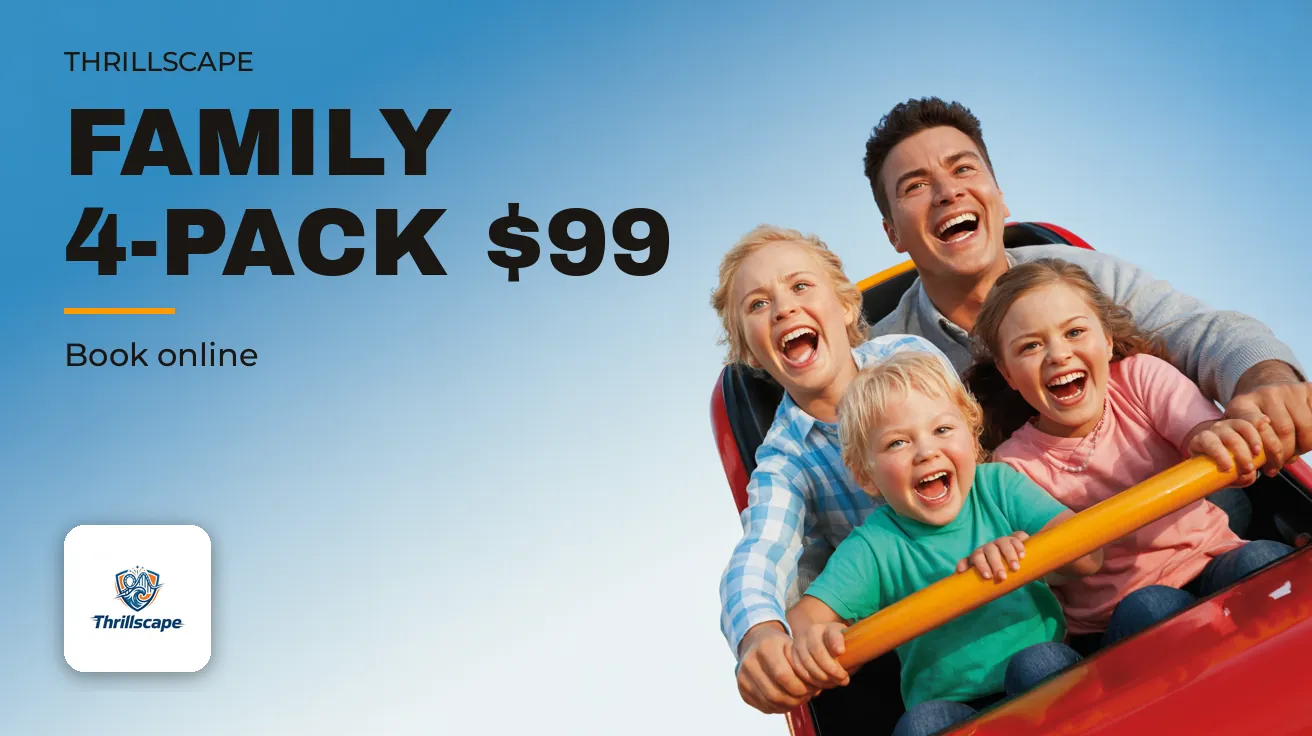 Thrillscape — Website banner: FAMILY 4-PACK $99