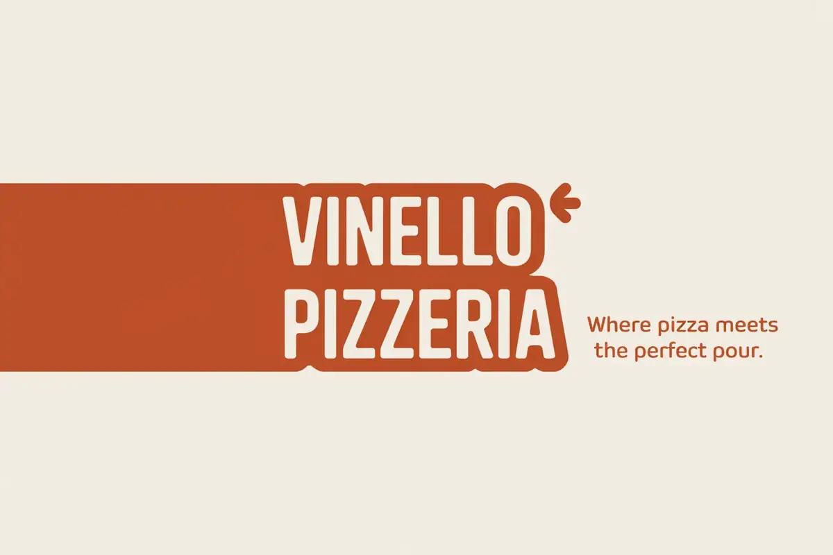 Vinello Pizzeria business card front, AI-made