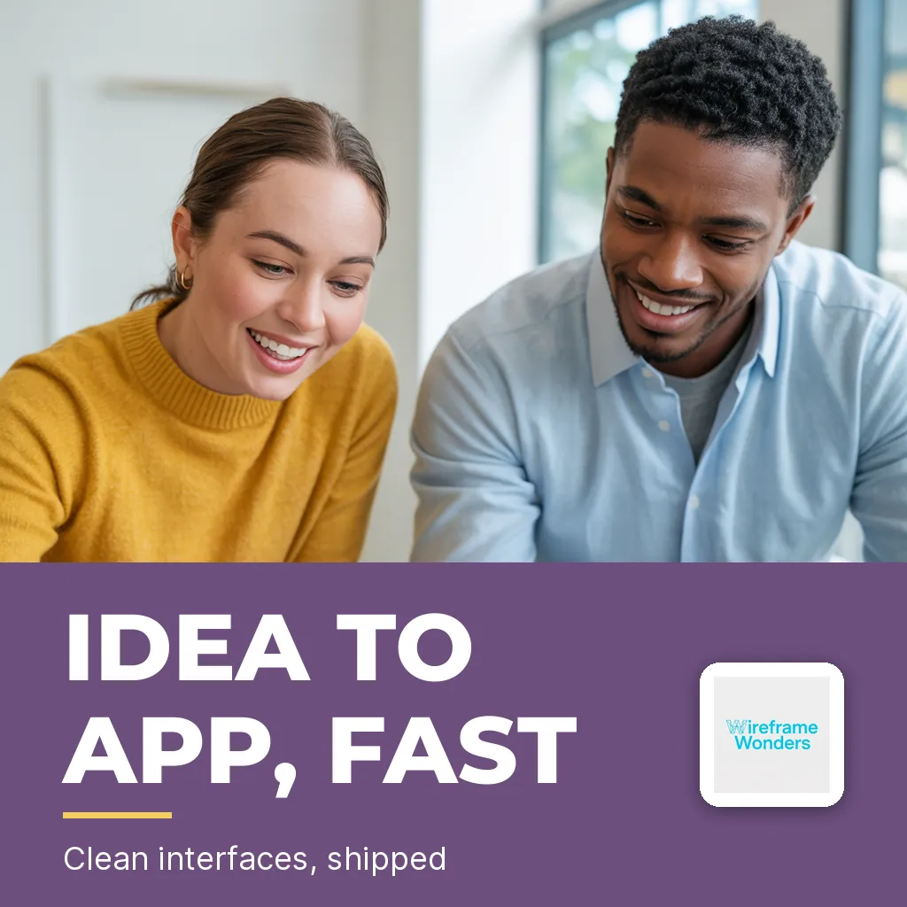 Wireframe Wonders — Social media post: IDEA TO APP, FAST