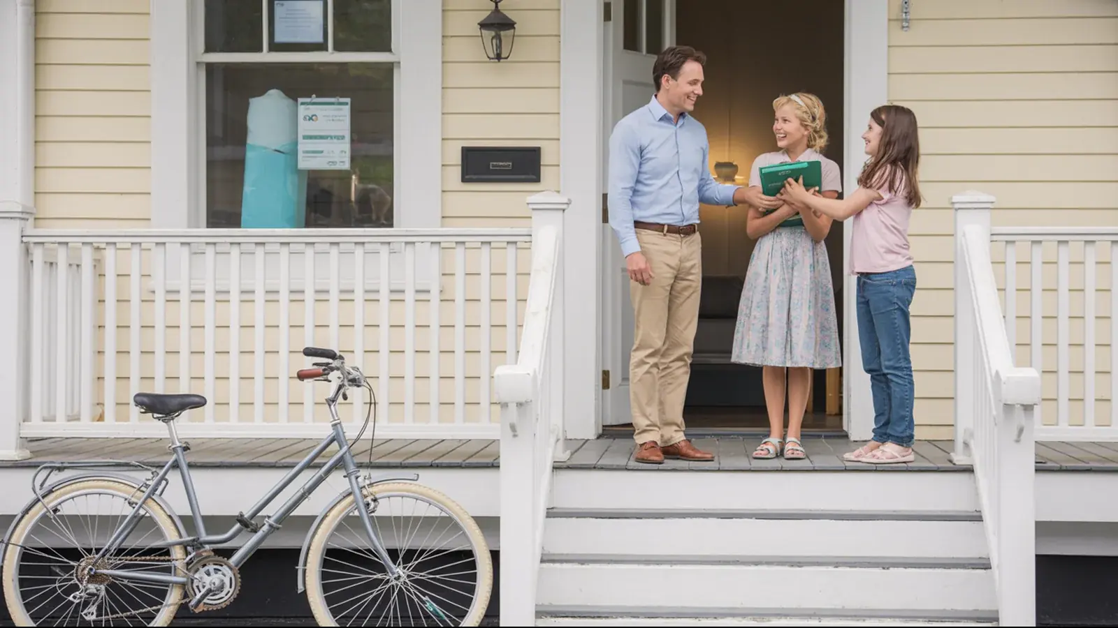 The owner of an insurance agency at work with a customer, in a bright real moment